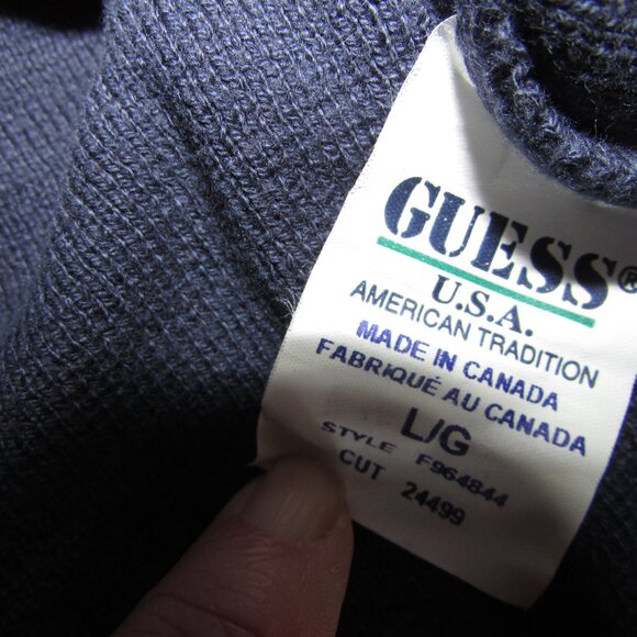 GUESS? Jeans Dark Blue Polo Sweater - Large - Picture 8 of 9